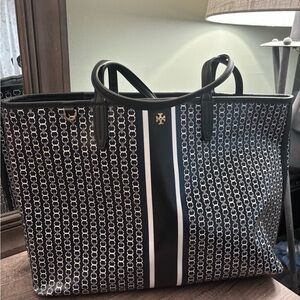 Tory Burch Gemini Link Tote Black and White Women's Tote Bag